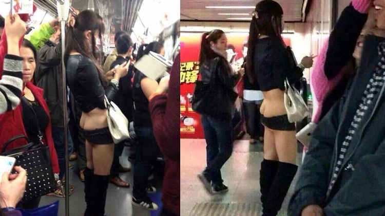 PHOTOS: Girl riding Shanghai Metro in ludicrously revealing panties spotted again