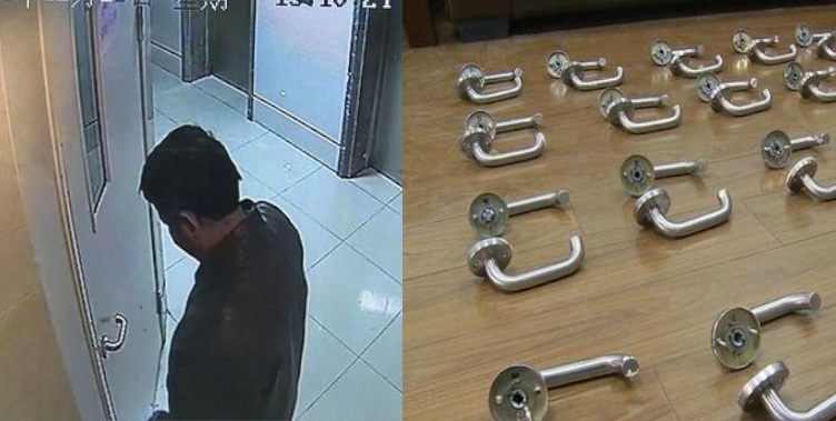 WATCH: Master's grad caught stealing door handles