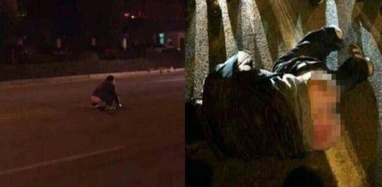 WATCH: Zhejiang man squats to defecate in middle of road, gets hit by car