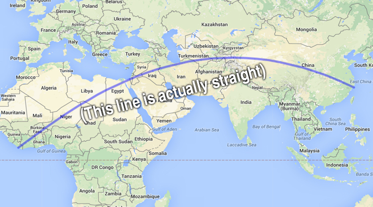 Longest Straight Path on Earth Starts in China, Ends in Liberia